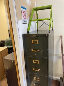 Vintage Metal Green File cabinet an...