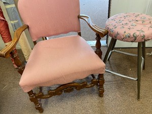 Pink Chair and Metal stool...