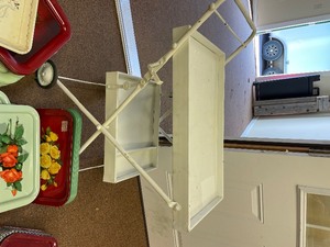 White Tea Cart and metal lot of tra...