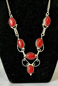 Radiant Red Semi Precious Stone Accented Necklace