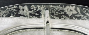 Cambridge Glass Etched Daffodil 3 Part Relish Tray