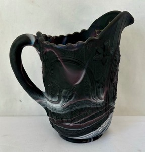 Imperial Glass Purple Slag Pitcher, Toothpick Holder and Cruet Stopper