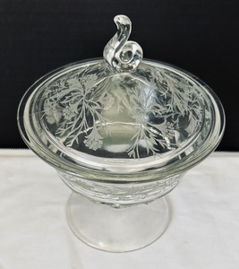 Heather Etched Lidded Dish by Fostoria
