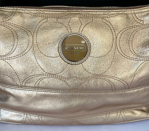 Coach Signature Stitch Metallic Hobo Handbag