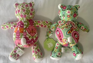 Set of Two Vera Bradley Teddy Bears with the Book A Colorful Way of Living