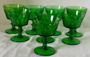 Cambridge Glass Martha Washington Dark Emerald Green Sherbets, 8 Total