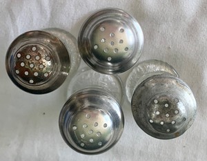 Set of Four Crystal Depression Salt and Pepper Shakers Florentine # 1 and #2