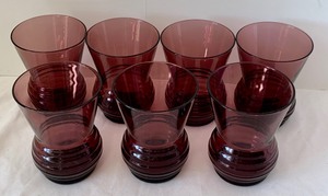 Seven Vintage Glass Amethyst Purple Glass Tumbles