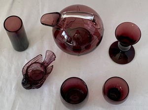 Variety of Vintage Amethyst Glassware including Cambridge and Mosser