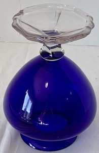 Vintage Cambridge Glass Cobalt Vase with Crystal Stem and Foot