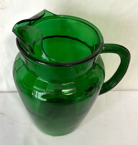 Vintage Emerald Green Glass Pitcher by Anchor Hocking
