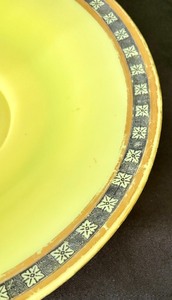 Antique 1920s Cambridge Glass Primrose Low 12 Bowl w Black Enamel and Gold Edge