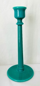 Pair of Antique Cambridge Glass Jade 9 12 Inch Candlesticks