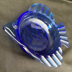 Vintage Hazel Atlas Cobalt Fish Ashtray