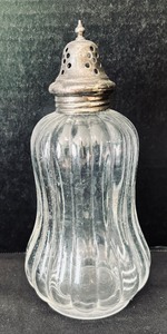 Vintage Sugar Shaker, Green Depression Glass Salt and Pepper Shakers