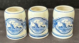 Three Miniature Delft Miniature Mugs