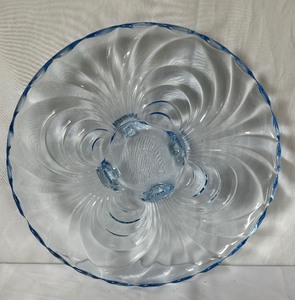 Vintage Cambridge Glass Moonlight Blue Caprice Plate and Relish (Rare) & Imperial Pressed Pickle Dish