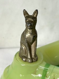 Houze Slag Glass Ashtray with Dog Figurine Accent