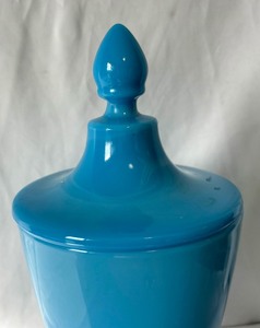Antique 1920s Azurite Candy Dish with Lid by Cambridge Glass