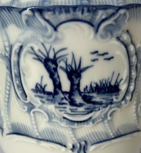 Charming German Delft Porcelain Canister