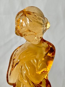 Vintage Large Cambridge Glass Draped Lady Floral Frog