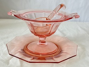 Vintage Cambridge Glass Pink Depression Three Piece Mayo Set