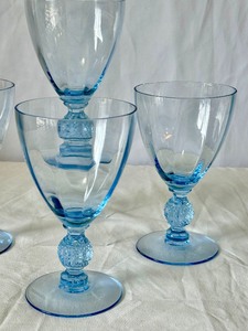Four Pieces of Cambridge Moonlight Blue Stemware