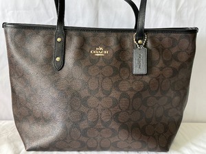Classic Coach Leather Two Tone Tote