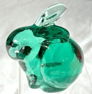 Fenton Teal Glass Rabbit Figurine