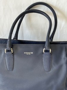 Coach Navy Leather Tote Style Handbag