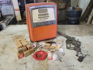 Vintage GASBOY Gas Pump Face (16 x 12 x 6), Brass Morrison Pump Handle, Schells Beer Bottle Openers and More