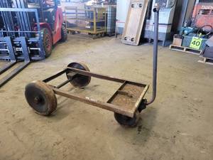 Antique Industrial Cart with Cast Iron Wheels - Rolls and Steers Well