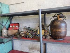 Lot of Assorted Shop Supplies - Paint Guns, Grease Guns, Air Tank, Pneumatic Regulators  Filters and More