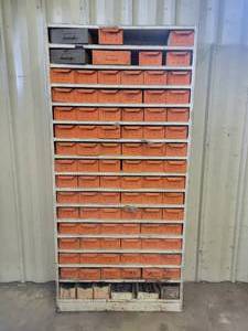 Steel Parts Cabinet with Assorted Hardware - Approx. 78 x 36 x 12