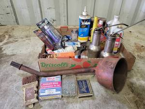 Lot of Shop Chemicals, Thread Locker, Funnel, Safety Glasses and More