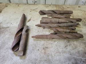 Lot of LARGE Taper Shank Drill Bits - Up to 2.25 Diameter