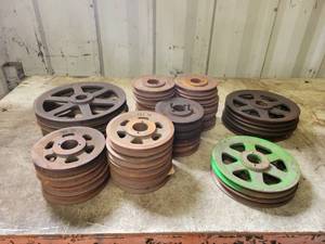 Lot of (36) New Cast Iron Pulleys from 11.75 to 5.75 Diameter