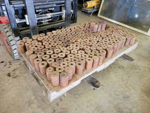 Pallet Lot of Steel Rod Chunks - 3.5 Long x 2.5 Diameter - Most have a 78 Bore approx. halfway through