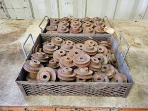 (90) Cast Iron 3.25 Diameter Pulleys with 58 Keyed Bore