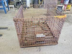 Steel Wire Crate with Assorted Steel Parts and HEX Shank Jackhammer Bits