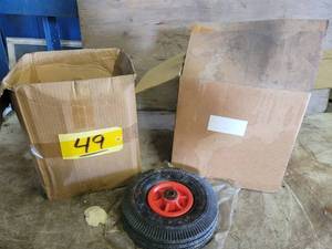 (4) 4.10-4 Pneumatic Wheels and NOS Blower Wheel