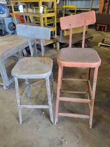 (2) Steel Shop Stools