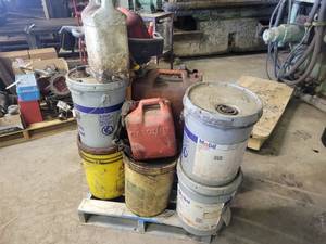 20 Gallons of Assorted Oil, Oil Pan, Gas Cans and More