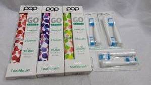 3 pack of New POP Sonic portable electric toothbrushes with 3 replacement heads
