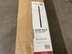 lot 318 image: Design House Black Outdoor Lamp Post & Outlet