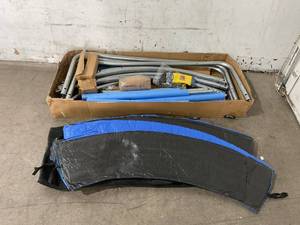 lot 339 image: AOTOB 8ft Blue Trampoline with Safety Enclosure Net