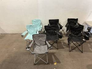 lot 249 image: LOT OF 7 Lawn Chairs - BlackGreyLight Blue