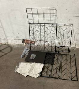 lot 345 image: WOWLIVE Black Wire Laundry Basket with Wheels and Beige Clothes Hamper