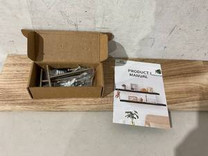 lot 373 image: Marsmiles Set of 2 Carbonized Black Rustic Wood 24 Inch Floating Shelves