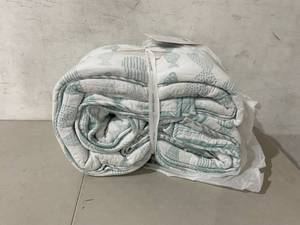 lot 382 image: Levtex Home Aqua Breeze Blue Cotton King Quilt Set